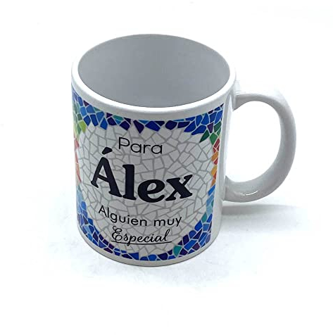 PLUS HOME Taza personalizada con nombre. Regalos personalizados con nombre y texto. Tazas con frases originales.ÁLEX