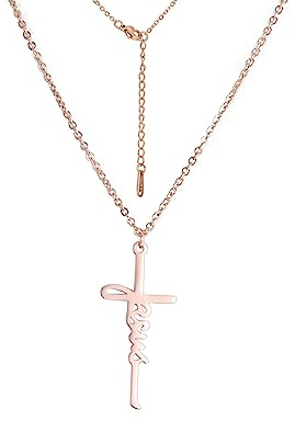 VASSAGO Glaube Kreuz Halskette für Frauen Jesus Kreuz Anhänger Halskette für Männer Frauen Christliche Religiöse Schmuck Geschenke (Roségold)