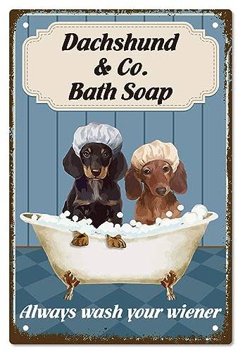 CREATCABIN Hundebadewanne Blechschild Badezimmer Vintage Metallschild Art Reminder Poster Retro Plakette Eisenschild Wanddekoration Kunstwandbild Aufhängen Für Waschraum Badezimmer Toilette 30x20cm