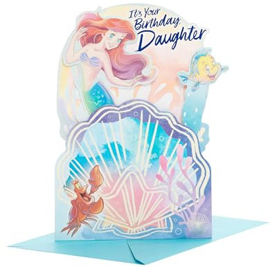 UK Greetings Disney Geburtstagskarte für Tochter – Arielle & Flunder Design