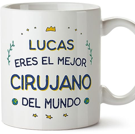 MUGFFINS Tazas Personalizadas para CIRUJANO hombre - En Español - Mejor del Mundo - 11 oz / 330 ml - Regalo Personalizable original y divertido