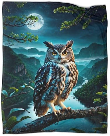 Süße Eule Sofadecke Wohndecken Fleecedecke Couchdecke 3D Druck Animal Art Tagesdecke Flauschig Warm Weichen Flauschig Kuscheldecke Bett Decken Für Mädchen Jungen 50x60inch(127x152cm)