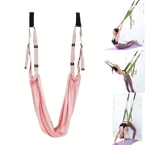 ZXCVB Aerial Yoga Rope for Back Pain, Yoga Inversion Swings, Hammock Swing Stretching Strap Anti-Gravity Inversion Yoga Hammock Belts Yoga Stretch Rope (Pink)