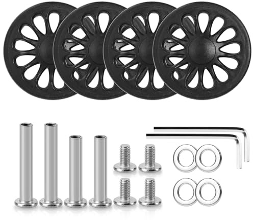 Volein Ersatz Gepäckrollen 5.1 cm Spinner Reparatur Set 50mm Verschleißfeste Kofferräder Trolley Rollen Reparatur Kits Gummi, Schwarz, 4Pcs, A6