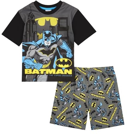 DC Comics Boys Batman Pyjamas Pjs Set, Official Batman Gifts 7-8 Years Black