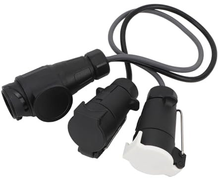 Tbest Connecteur de Remorque, Adaptateur de Remorque 12 V, 13 Broches vers Double 7 Broches, Adaptateur de Lumière de Remorque, Connecteur pour Camping-Car, Caravane, Bateau, Norme