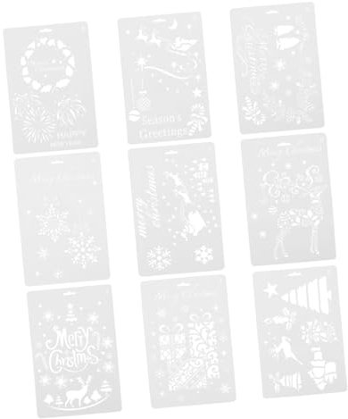 LALAFINA 9pièces Stencils De Dessin De Noël Pour Décoration Modèles De Peinture Thématiques Pour Fêtes De Noël