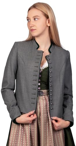 Edelnice Trachtenmode Costume traditionnel Janker Simone - Anthracite ou gris clair - Taille 32-54, anthracite, 38