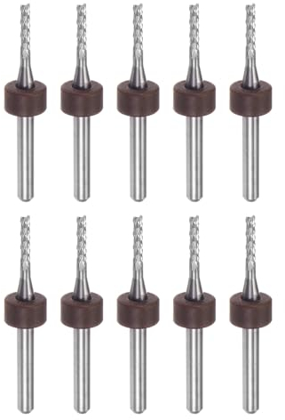 sourcing map 10pcs End Mill Bits 1.8mm Solid Carbide CNC Router Bits Engraving Cutter Tools for PCB Circuit Board Milling Machine Wood Carving, 1/8 Straight Shank