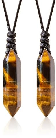 RJINGSHI Natural Double Pointed Crystal Necklace Handmade Woven Pendant Polished Gemstone Reiki Energy Stone Men and Women Necklace Gift
