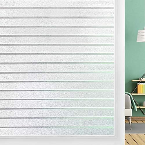 DOWELL Fensterfolie Sichtschutzfolie Streifen Fenster Sichtschutz Statische Haftung Blickdicht Klebefolie Milchfolie Selbstklebend Milchglasfolie Blickschutz Folie für Büro Bad Duschkabine 90x400cm