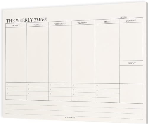 Volumoon 60 Hojas Bloc Planificador Semanal,245 x 175 mm Planner Organizador Semanal sin Fecha,Organizador semanal,Weekly Planner Agenda,To Do List Sobremesa,para Escuela Oficina Hogar