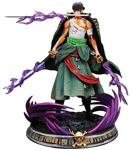 PDXVDP Roronoa Zoro Figure Collection - PVC Onepiece Action Figure, Zorro Statue with Three Knives Ornaments, Suitable for Children