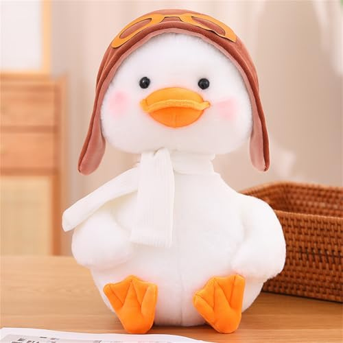 Ente Plüschtier, Kuscheltier Ente Puppe Stofftier, Cartoon Ente PlüSch Spielzeug, zum Spielen und Kuscheln, Geschenk für Freunde und Kinder (40 cm,Brauner Hut)