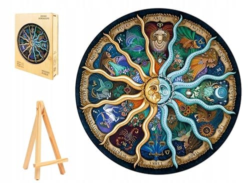PASJO - Holzpuzzle Erwachsene mit Sternzeichenmotiv 220 Teile 35 x 35 cm - Geschenkidee für Kinder - Holz Puzzle Sternzeichen - Einzigartige esoterisch inspirierte Holz-Puzzle - Creative Jigsaw