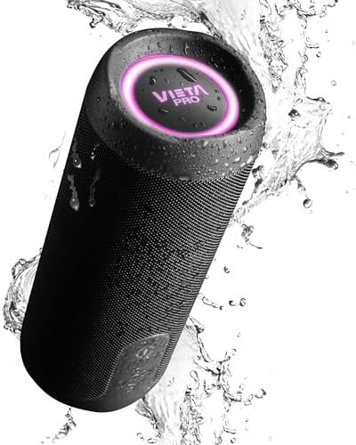 Vieta Pro Altavoz Pequeño Bluetooth 5.3 Potente, Resistente al Agua, 13H de Batería y Micrófono. Altavoz Portátil Grande True Wireless, Aux In, USB, Asistente de Voz y Sistema de Luces | Upper 4