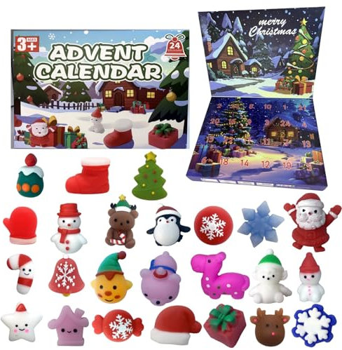 Adventskalender 24 Squishy Toy Für Kinder, Mochi Squishy Adventskalender Kinder Countdown Calendar Anti Stress Spielzeug Weihnachten Countdown Rituals Weihnachtsmann Weihnachtsbaum
