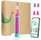 GUM Playbrush JUNIOR 6+ elektrische Zahnbürste | Interaktive Spiel-App | 2 Putzmodi | Extra weiche Borsten | 8 Wochen Akku | Timer | 1x Schallzahnbürste, wiederaufladbar | 2 extra Bürstenköpfe | Pink