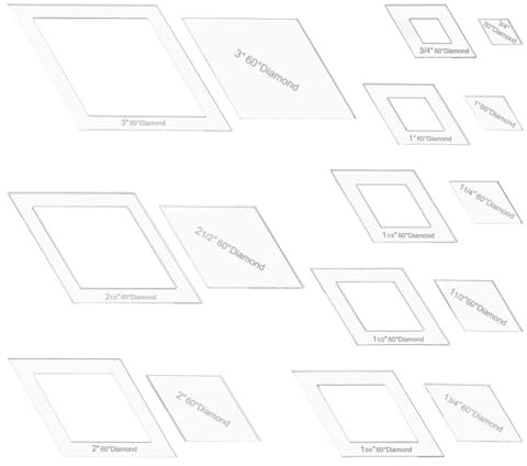 BENECREAT 16 Sizes Diamond Quilting Template, Acrylic Intricate Sewing Machine Ruler, Transparent Pressure Plate Router Template for DIY Hand Patchwork Cutting Craft, 6mm Thick