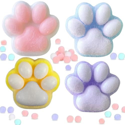 Katzenpfoten Squishy, 4Pcs KatzenkrallenSquishy Spritzspielzeug Familie Angstspielzeug Neuheit Kleine Actionspielzeug Anti-Stress Kinder Erwachsene Kinder