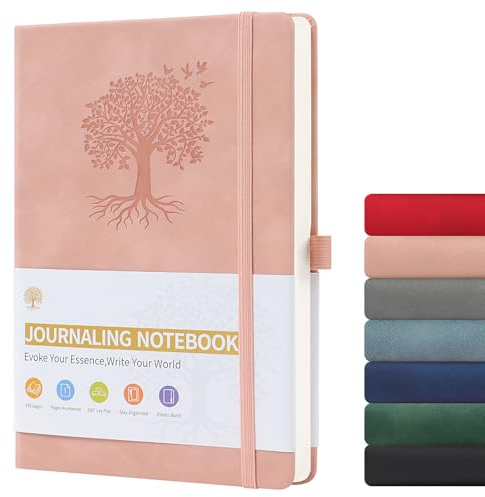 ztowoto Notizbuch A5 Liniert Hardcover,Dick The Notebook,PU-Leder Notizheft A5 192 BläTter,8.3 X 5.8 ''Memobuch Mit Stiftschlaufe,Elastische Bindung,Journaling Buch FüR Die Arbeit, Studium(Rosa)