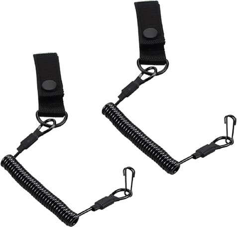 2 Stück Tactical Lanyard Elastisches Sicherheitsseil Spiral Karabiner Für Rettungsschere Taschenlampe Schlüssel Wandern Klettern Camping Angeln Schwarz