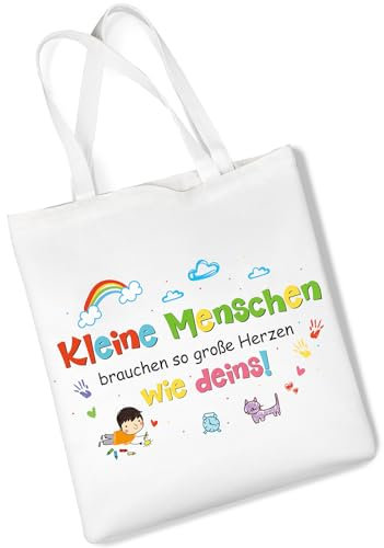 Otuuz Geschenke für Erzieherin Erzieher Tasche Lehrer Jutebeutel Lehrerin Beutel Danke Erzieherin Abschied Geschenk Kindergarten Abschiedsgeschenk für Lehrerin Tagesmutter(Kleine Menschen)