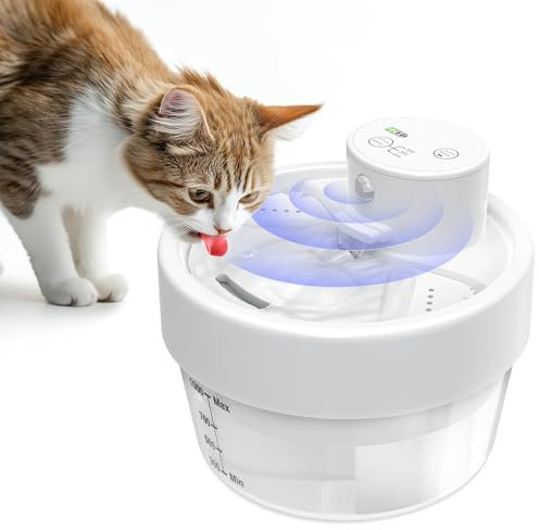 RUXAN Fuente para Gatos sin Cable, Bebedero Gatos Inalambrico con Sensor de Movimiento 1L Automatico Dispensador Agua Gatos con Bateria 2200mAh Recargable Ultra Silenciosa Fuente para Cachorros