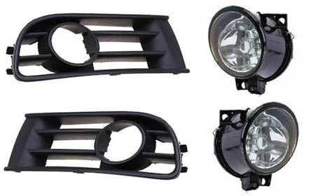 NYSQOJFNF Frontstoßstangengitter Auto Links Rechts Vorne Halogenlampe Nebel Licht Nebelscheinwerfer Und Nebel Licht Kühlergrill Für VW Für Polo 9N Limousine 2004-2006 Nieren Kühlergrill