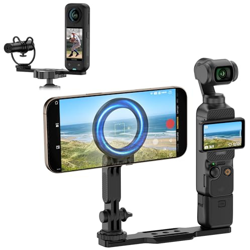 Magnetic Osmo Pocket 3 Phone Holder Mount with 1/420,Magnet Cell Phone Mount for DJI Osmo Pocket 3 Creator Combo,Tripod & Selfie Stick Adapter for Insta360 X5/X4/X3 Compatible with Arca Swiss Plate