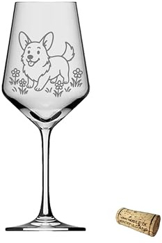 eXODA Corgi Weinglas mit Gravur spülmaschinenfest 350 ml für jeden Anlass | Füllmenge 350 ml, Corgi-Design, spülmaschinenfest, Höhe 21 cm, Durchmesser 8 cm, unterstützt soziale Projekte