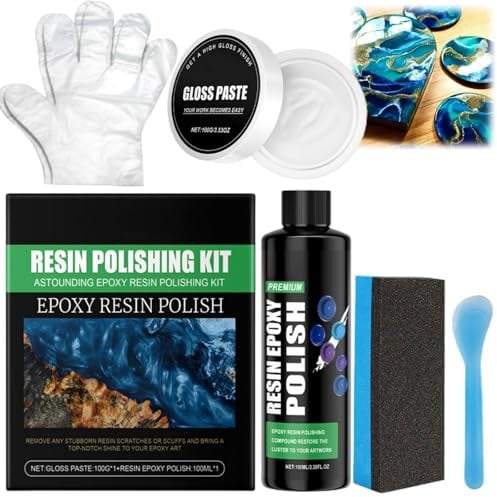 Epoxy Resin Polishing Kit,Resin Polishing Compound,E/poxy R/esin Scratch Remover,Scratching Set Epoxy R/esin Compatible with Glass,Plastic,Effective E/poxy R/esin Restorer Kit for Surfaces,Sanding