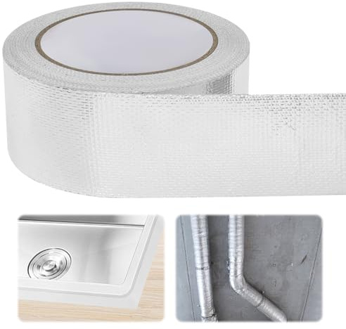 BEASAFY 5CM × 20M Alu Klebeband, Wasserdichtes Aluminium tape, Aluband Selbstklebend zum Hitzeschutzfolie Isolierfolie, Hitzebeständig Aluminiumband für Pipelines