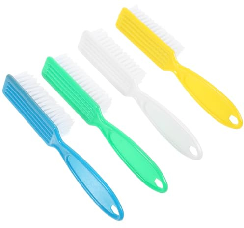 Anneome 4pcs Nail Brush with Long Handle Plastic for Nail Cleaning and Scrubbing Soft Bristles for Gentle Dust Removal for Manicure and Pedicure Use