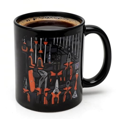 Umllpet Taza de café para herramientas mecánicas, 350 ml, taza de herramientas mecánicas, taza de herramientas de cerámica, con asa para ingenieros, hombres, él, papá, artesano cumpleaños