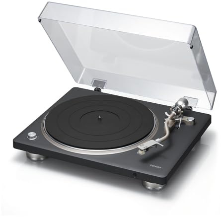 Denon Tocadiscos Bluetooth Hi-Fi DP-500BT (Negro), preamplificador Phono conmutable Incorporado, Control semiautomático, Cartucho MM, 33⅓, 45 y 78 RPM Reproductor de Discos de Vinilo con transmisión