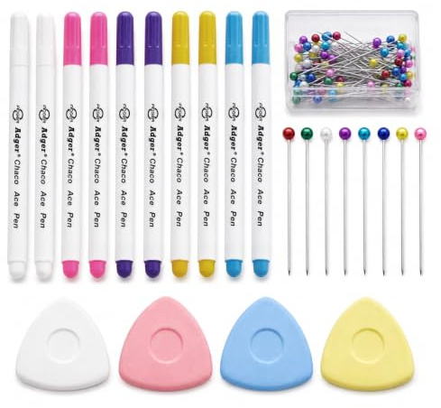 4 Stück Schneiderkreide, 100 Stecknadeln mit Kopf, 10 Trickmarker Nähen | Nähen Zubehöre Set, Stoffmarkierstift, Dreieckskreide, für Markieren Von Diversen Stoffen, Ledern, Nähmarker