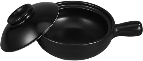 IMIKEYA Cazuela de Barro para Cocinar Arroz con Tapa, Cerámica Resistente al Calor de 900ml, Adecuado para Guisos y Uso Comercial en Cocina Tradicional