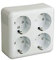 Base de Enchufe Schuko de 4 Tomas de Superficie, 250V, 16A, Ideal para hogar u Oficina, para conectar múltiples Dispositivos eléctricos.
