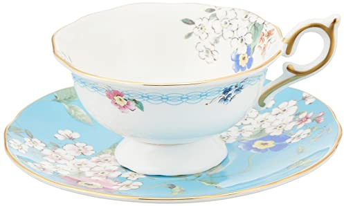 Wedgwood 40024024 Wonderlust Apfelblüte, Set Teetasse und Untertasse, Feines Knochenporzellan
