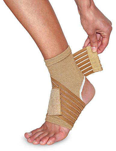 Fussgelenk-Bandage mit Zugband zur Stabilisierung und Entlastung - Beige