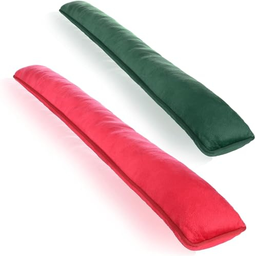 COM-FOUR® 2x paraspifferi per porte e finestre - paravento in microfibra - risparmia energia con i paraspifferi (02 pezzi - rosso + verde)