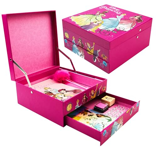 Disney Scrapbook Schreibwaren Set, Lilo und Stitch Frozen Scrapbook Stickers, Stifte Kinder, Notizbuch Mädchen Geschenke (Rosa Prinzessinnen)