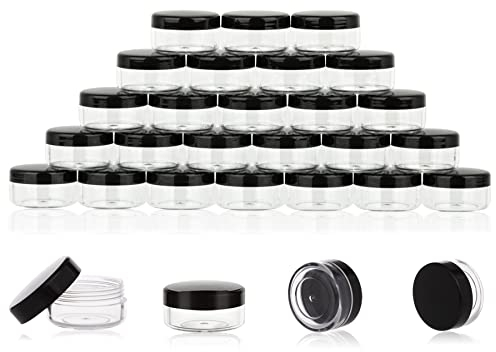 ZEJIA 10 Gram Cosmetic Containers 40pcs Sample Jars with Lids Plastic Makeup Sample Containers BPA free Pot Jars(Black)