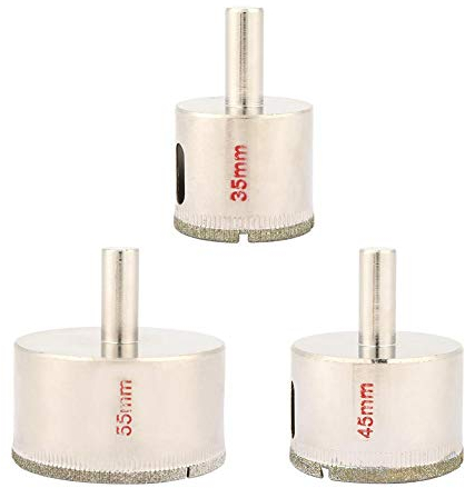 3pz Diamante Punte di Trapano, a Tazza Diamantata, Drill Bit Rivestito Diamante Hole Saw, 35mm 45mm 55mm Punta per Trapano per Piastrelle in gres porcellanato smaltato