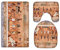 A.Monamour Badezimmer Badematte 3 Teilig Set Ägyptische Szene Götter Und Pharaonen Religiöse Geschichte Hieroglyphen Ägyptischen Wandgemälde Flanell Badteppiche Badvorleger Badgarnitur WC Vorleger