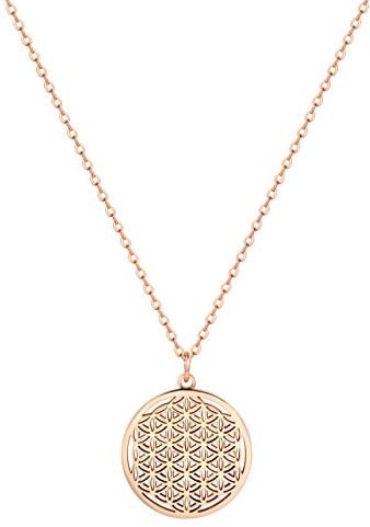 Happiness Boutique Collana fiore della vita da donna in oro rosa, catena fiore della vita, gioielli in acciaio inossidabile, acciaio legato, acciaio legato, acciaio legato, Acciaio legato