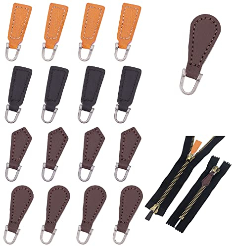 PandaHall 20 STK. 4 Stile Leder Zipper Pull Zipper Tags Fixer Pull Ersatz Zipper Köpfe für Boot Jacke Gepäck Handtaschen Taschen Geldbörse Jacke Reparatur