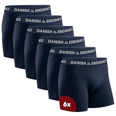 DANISH ENDURANCE Mens Cotton Boxers with Optional Fly, Mens Boxer Shorts Multipack, 6 Pack, Navy Blue, L