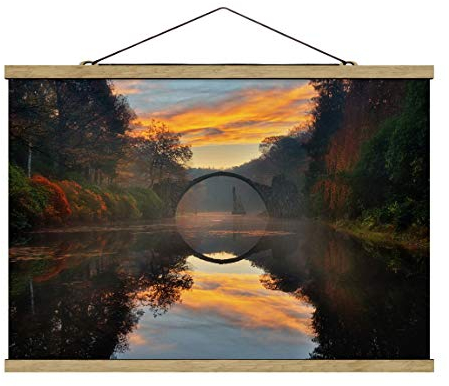 Stoffbild mit Posterleisten - Märchenbrücke - Querformat 2:3 53.5 x 80cm Eiche